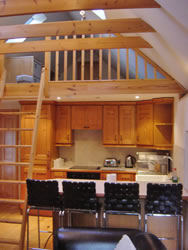 Kingston Apartment 2 kitchen, breakfast bar and loft ladder